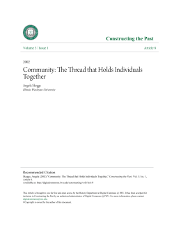 Community: The Thread that Holds Individuals Together