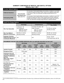 Summary Comparison of Medical and Dental Options