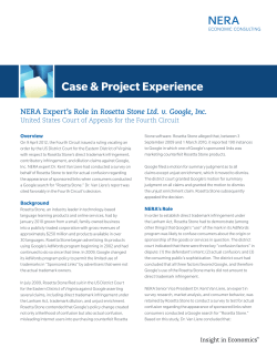 Download: NERA Expert`s Role in Rosetta Stone Ltd. v. Google, Inc.