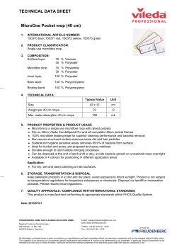 TECHNICAL DATA SHEET MicroOne Pocket mop (40 cm)