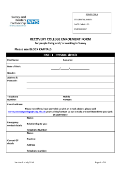 Surrey Recovery College Enrolment Form