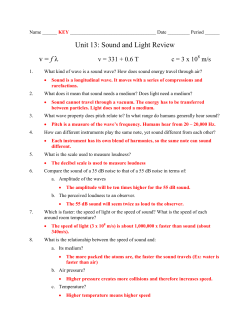 Unit 13: Sound and Light Review KEY