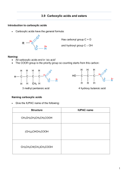 3.9 Carboxylic acids and esters