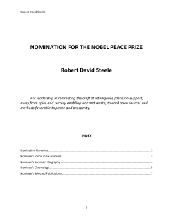 NOMINATION FOR THE NOBEL PEACE PRIZE Robert David Steele