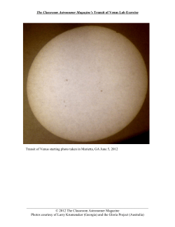 Transit of Venus Lab, with photos and instructions