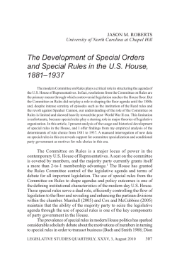The Development of Special Orders and Special - UNC