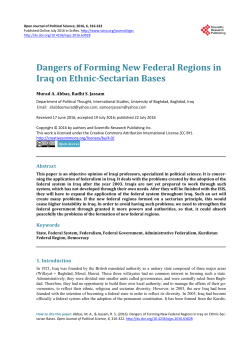 Dangers of Forming New Federal Regions in Iraq on Ethnic