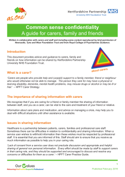 Common sense confidentiality A guide for carers