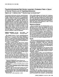 Pseudocholinesterase/High-Density Lipoprotein Cholesterol Ratio