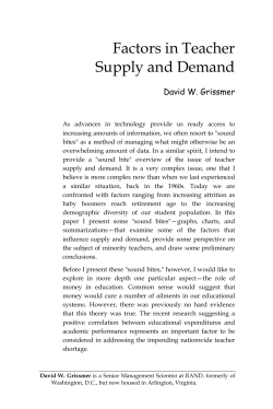 Factors in Teacher Supply and Demand