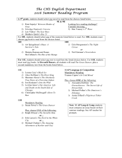 The CHS English Department 2016 Summer