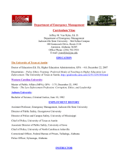 Department of Emergency Management Curriculum Vitae