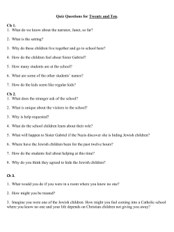 Quiz Questions for Twenty and Ten. Ch 1. 1. What do we know about