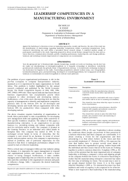 leadership competencies in a manufacturing environment