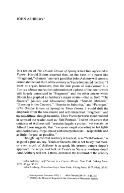 JOHN ASHBERY - Department of English