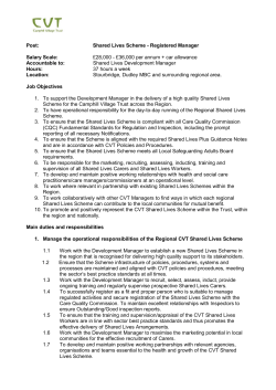 Post: Shared Lives Scheme - Registered Manager Salary Scale