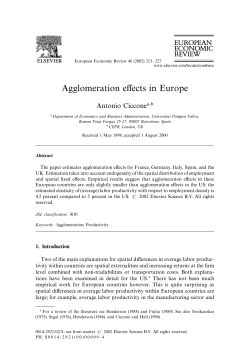Agglomeration Effects in Europe