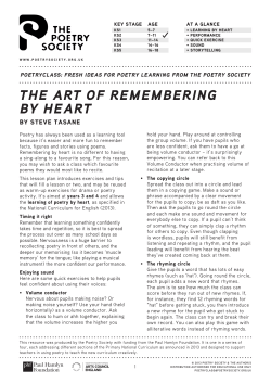 the art of remembering by heart - Poetry Class