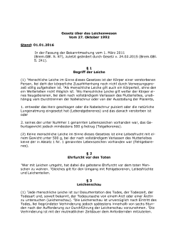 Gesetz №ber das Leichenwesen 01.01.2016