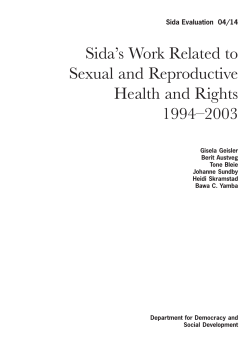 Sida`s Work Related to Sexual and Reproductive Health and Rights