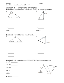 Chapter 4 – congruent triangles