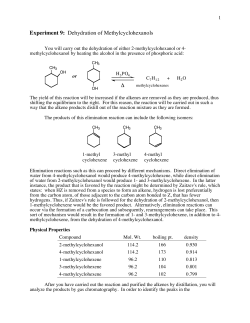 Dehydration of Methylcyclohexanols