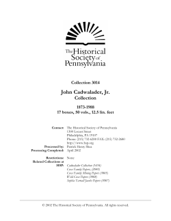 John Cadwalader, Jr. Collection - Historical Society of Pennsylvania