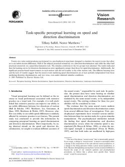 (2003). Task-specific perceptual learning on speed and direction