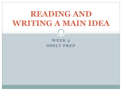 READING AND WRITING A MAIN IDEA