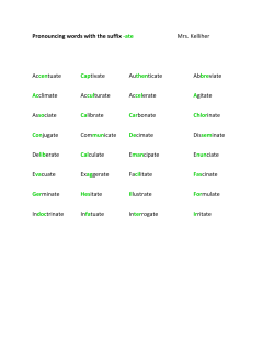 Pronouncing words with the suffix -ate Mrs. Kelliher