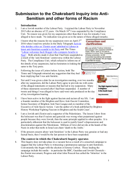 Submission to the Chakrabarti Inquiry into Anti