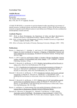 CV, Atakilte Beyene - The Nordic Africa Institute