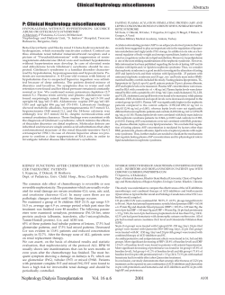 Abstracts Clinical Nephrology: miscellaneous Nephrology Dialysis