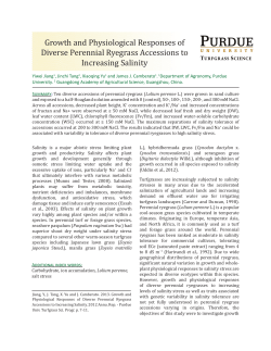 Growth and Physiological Responses of Diverse Perennial