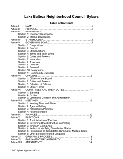 Lake Balboa Neighborhood Council Bylaws