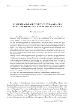SANSKRIT AND PĀLI INFLUENCE ON LANGUAGES AND