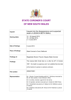 Jessica Small - NSW Coroner`s Court