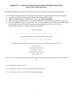 (Course #122) Summer Assignment - Blessed Trinity Catholic High