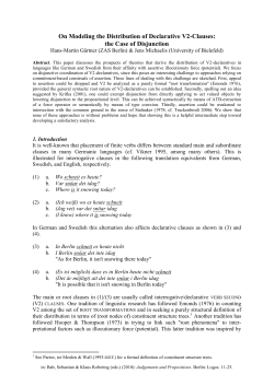 On Modeling the Distribution of Declarative V2