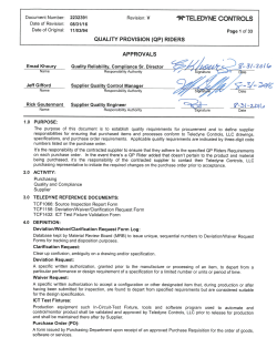 Quality Provision Rider Drawing 2232391 Rev. V