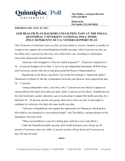 only 20 percent of us voter - Quinnipiac University Poll