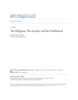 The Religious, The Secular, and the Antithetical