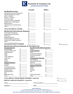 Yourself Others Net Monthly Income Monthly Non