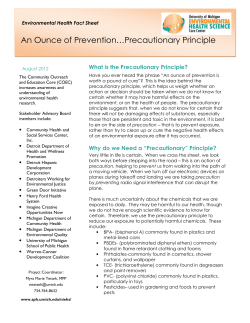 An Ounce of Prevention&hellip;Precautionary Principle