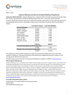 Capstone Mining Annual General and Special Meeting Voting Results