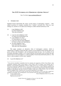 the ti/tu interrogative morpheme in qu&eacute;bec french