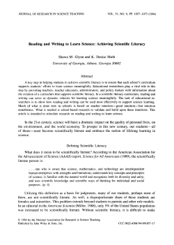 Reading and writing to learn science: Achieving scientific literacy