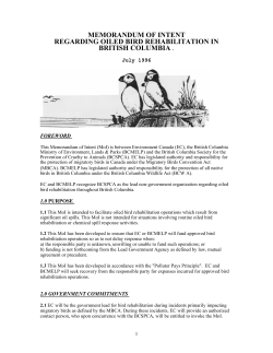 MEMORA DUM OF I TE T REGARDI G OILED BIRD REHABILITATIO