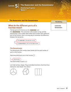 Lesson 5 The Numerator and the Denominator Quiz 1