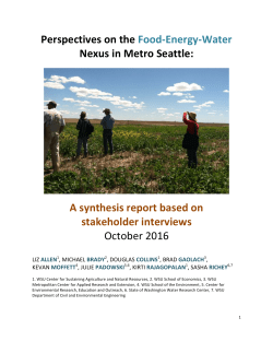 Perspectives on the Food-Energy-Water Nexus in Metro Seattle: A